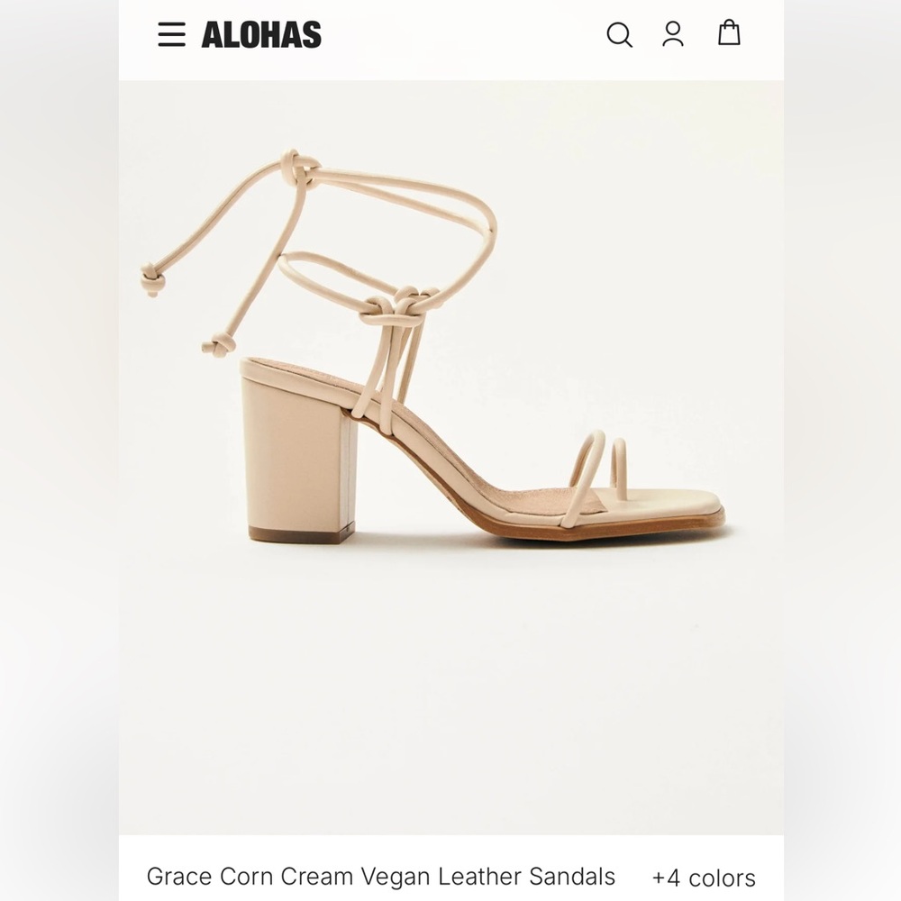 Aloha’s Grace Corn Cream Vegan Leather Sandals - Size 7/7.5